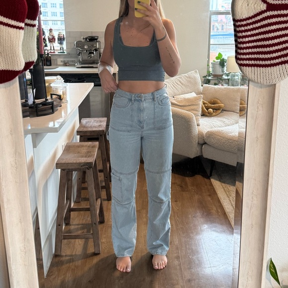 Pacsun wide leg high rise full length carpenter jean denim - Picture 2 of 7